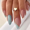 24pcs false nails with almond head French artificial nails with glue Long Paragraph Manicure full cover Stiletto press on nails.