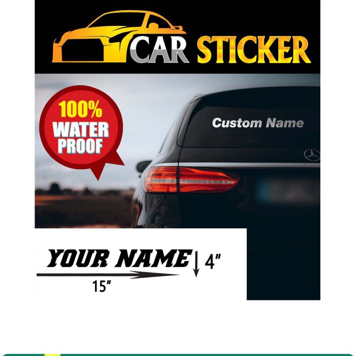 Car Sticker - Custom Name Sticker For Car Back Mirror ( Waterproof & Premium quality)