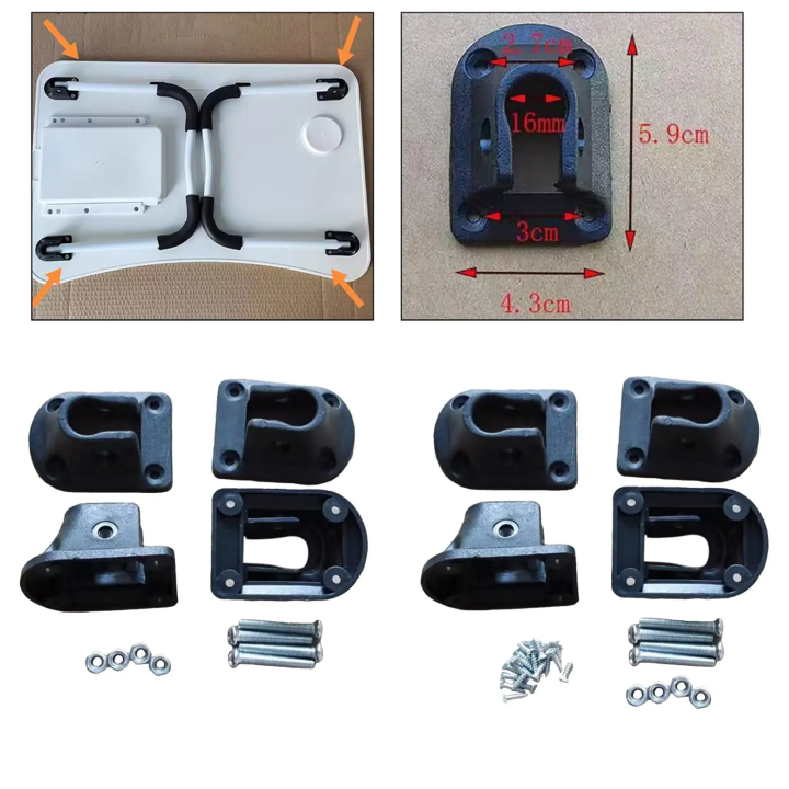 4Pcs Foldable Laptop Table Leg Brackets / Connector – Durable Iron Connectors for Portable Desk Repair (Black Finish)
