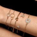 Fashionable Golden Color Stone Bracelet 5 Pcs/set Bracelet Set For Girls. 