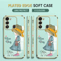 For Tecno Spark 8C Back Cover Luxury 6D Plating Lovly Girl Side Pattern Soft Silicone Square Mobile Phone Case. 