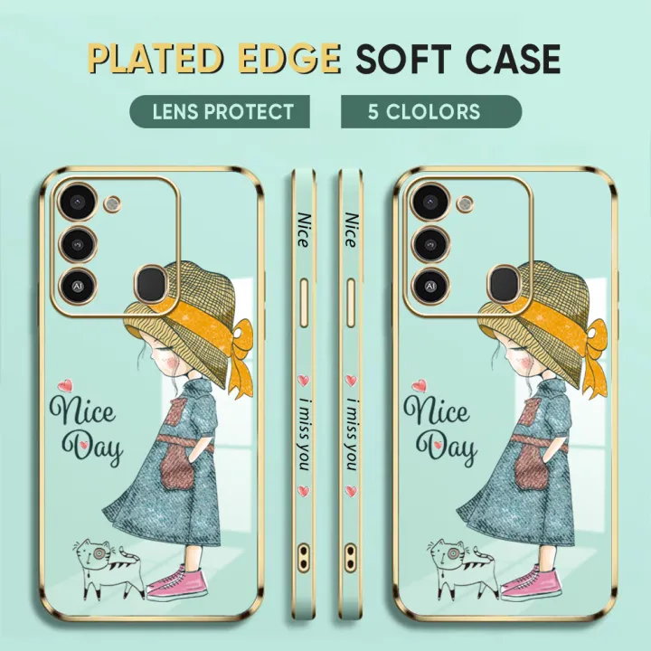 For%20Tecno%20Spark%208C%20Back%20Cover%20Luxury%206D%20Plating%20Lovly%20Girl%20Side%20Pattern%20Soft%20Silicone%20Square%20Mobile%20Phone%20Case%20-%20Image%202