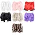Women Imitation Silk Bloomers Lace Trim Panties Victorian Pumpkin Shorts. 