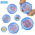 Kitchen Reusable Silicone Stretch Seal Lid Preservation Vacuum Food Storage Bowl Cover 6 Pcs Set.