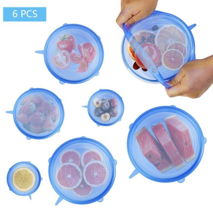 Kitchen Reusable Silicone Stretch Seal Lid Preservation Vacuum Food Storage Bowl Cover 6 Pcs Set
