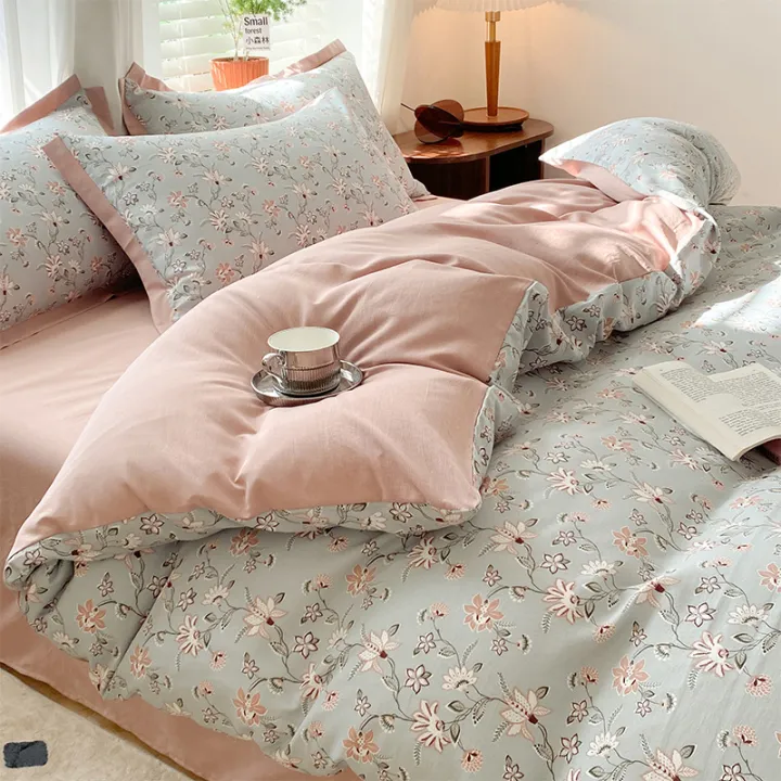 AMaternal%20and%20Child%20Double-Layer%20Yarn%20Bed%20Four-Piece%20SetinsFrench%20Retro%20Bedding%20Washed%20Cotton%20Duvet%20Cover%20Bed%20Single%20Three-Piece%20Set%20-%20Image%204