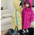 Winter hooded warm cotton coat lengthened boys girls 2-9 years old jacket thickened 2023 new Korean fashion children's clothing. 