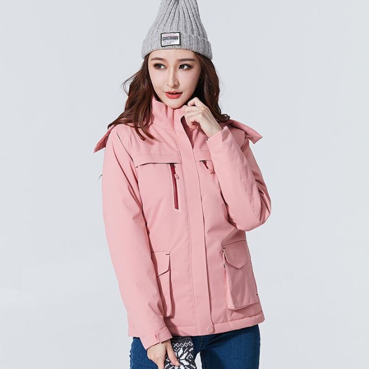 s Keep Warm Heated Jacket Windproof 6 Colors Heating Adjustable Temperature Fashion Smart Heating Clothing  Srts-Female Pink