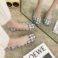 2023 spring and summer new Korean version of the versatile Internet celebrity square toe flat small fragrance wind single shoes beanie shoes plus size women's shoes 4243. 
