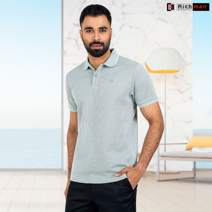 Richman Lite Green Color Regular Fit Cotton Polo For Men Eid Collection