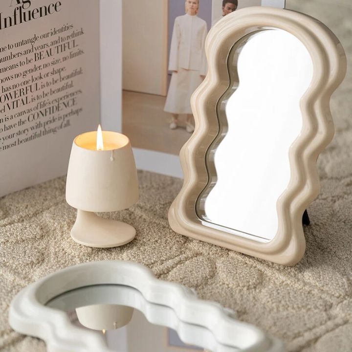 Makeup Mirror Irregular Decorative Mirrors Bedroom Desktop Aesthetic Dormitory Cosmetic Mirror Room Decor Valentines Day Gift 거울