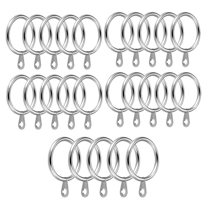 24 Pack Metal Curtain Rings, 30mm Internal Diameter Eyelets for Curtain Poles, Rods and Drapery, Silver