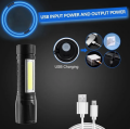 Portable Rechargeable LED Flashlight Mini Zoom COB Torch High Power Camping Strong Lamp Waterproof Adjustable Penlight. 