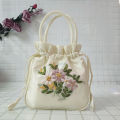 Portable Top-Handle Bags Women Flower Embroidered Silk Mini Potli Bag Chinese Style Females Handbags Retro Drawstring Shopping Handbag.