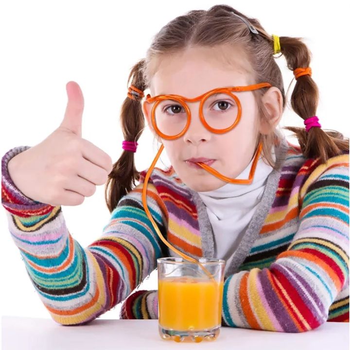 Funny Glasses Straws Reusable Creative Flexible DIY Eyeglasses Drinking Tube Straws