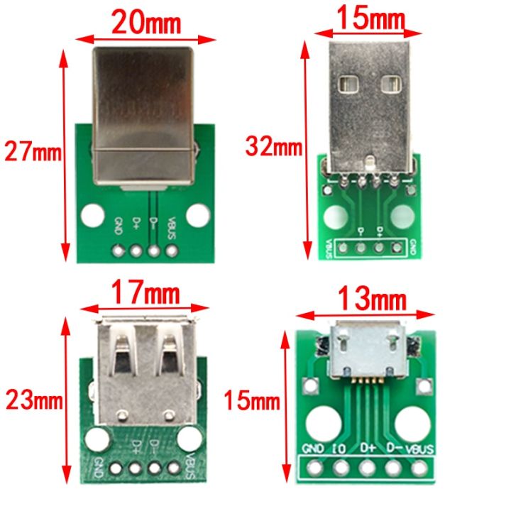 5PCS%20USB%20Male%20Connector%20/%20MINI%20MICRO%20USB%20to%20DIP%20Adapter%20female%20connector%202.54%20Connector%20B%20Type-C%20USB2.0%203.0%20Female%20PCB%20Converter%20-%20Image%202