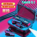 M19 Earbuds TWS Touch Control Wireless Bluetooth 5.1 Headphones With Microphone With flashlight. 