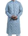 Stylish, Fashionable  & Casual Men' s Cotton Punjabi Light Ash Color For Men Panjabi. 