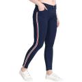 High waist ladies stripped jeans (Blue). 