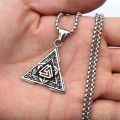 New domineering viking jewelry triangle symbol stainless steel pendant necklace pendant submythology necklace men's necklace.
