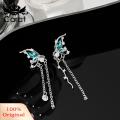 Carat Women Drop Earrings Chic Butterfly Tassel Earrings with Faux Pearls Rhinestones Trendy Asymmetric Design for Women Perfect for Fashionistas Rhinestones Inlaid Earrings. 