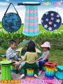 Folding Stool Outdoor Children's Rainbow Stool Portable Retractable Stool Adjustable Shrink Stool Fishing Stool Electric Car Chair. 