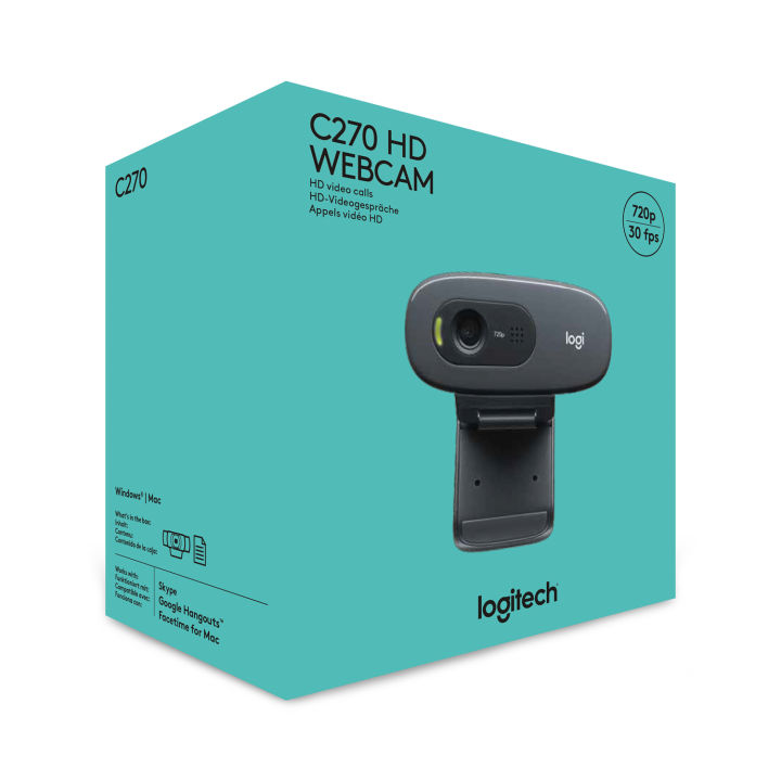 Logitech%20C270%20HD%20Webcam,%20HD%20720p/30fps,%20Widescreen%20HD%20Video%20Calling,%20HD%20Light%20Correction,%20Noise-Reducing%20MicPC/Mac/Laptop/Macbook/Tablet%20-%20Black%20-%20Image%208