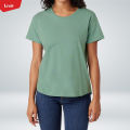 Women's Round Neck Short Sleeve Casual Cotton T-Shirt for Ladies From LEVIN. 