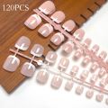 150pcs Frosted False Toenails Short Square Soft Gel Full Cover Pre-shape ToeNail Tip Matte Press on Toe Nail Extension.