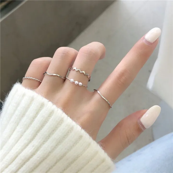 Pinksee%205pcs/set%20Simple%20Fashion%20Multi-style%20Finger%20Ring%20for%20Women%20Girls%20Bohemia%20Charm%20Ring%20Set%20Party%20Jewelry%20Gift%20-%20Image%202