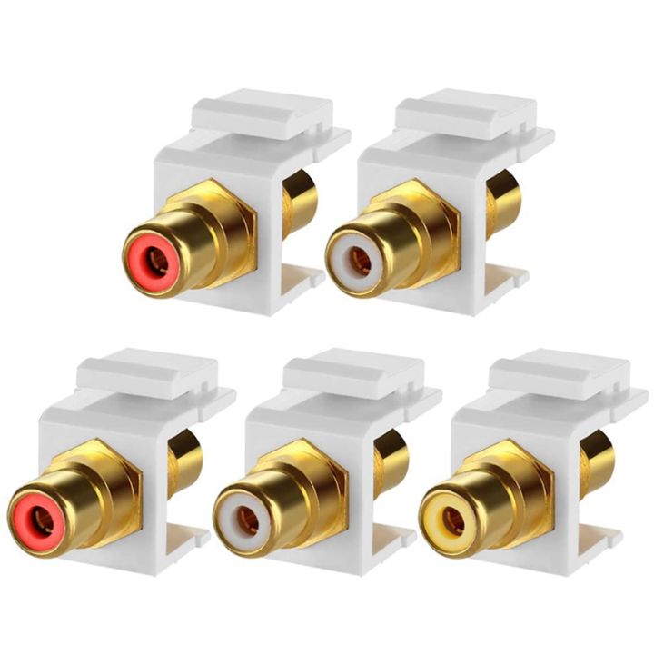 5-Pack Rca Keystone Jack Connector Socket Female Snap In Adapter Port Inline Coupler For Wall Plate