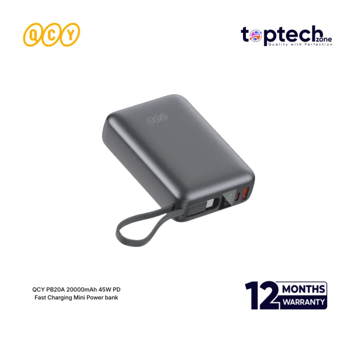QCY PB20A 20000mAh 45W PD Fast Charging Mini Power bank