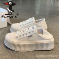 White Shoes Thick Sole Lazy PLOVER Woodpecker Platform Shoes Spring and Summer Biscuit Trendy Women's Small Black Slip-on New. 