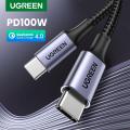 UGREEN USB C to USB C Cable 100W Fast Charge USB 2.0 Type C 5A Power Delivery Nylon Braided Charging Cord Compatible with MacBook Pro 2021 iPad Pro Samsung Galaxy S21 S20 Note 20 Dell XPS Pixel. 