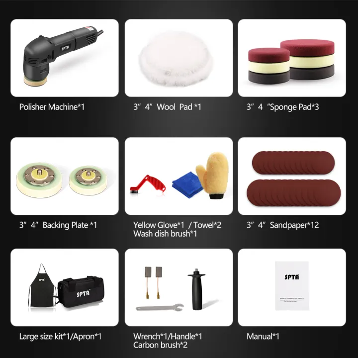 SPTA%203"%2075mm%20Electric%20Mini%20Car%20Polisher%20780W%20Random%20Orbit%20Dual%20Action%20Polishing%20Waxing%20Machine%20with%20Sponge%20Buffing%20Pads%20-%20Image%203