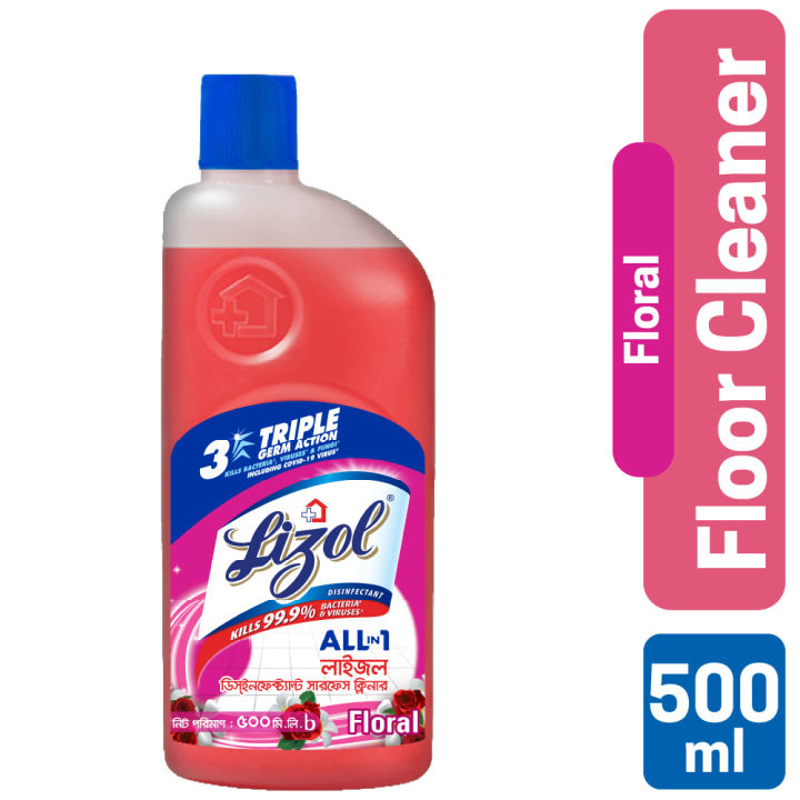 Lizol Disinfectant Floor & Surface Cleaner 500ml Floral, Kills 99.9% Germs