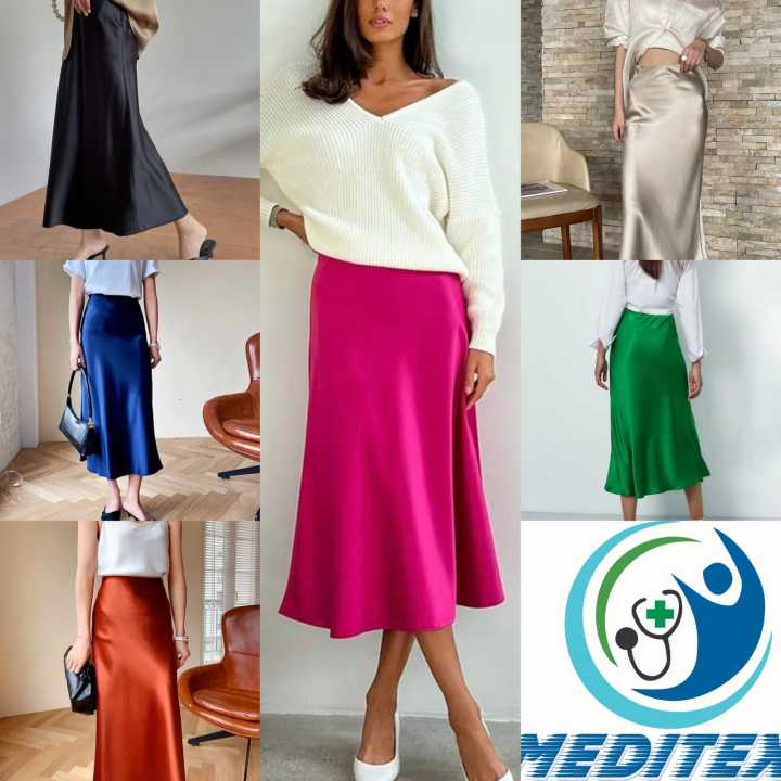 Silk Satin Skirts for Women Korean Style Champagne Office High