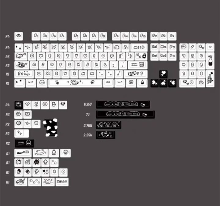 MOA%20Keycaps%20141%20Keys%20Black%20and%20white%20cows%20Square%20Thermal%20Sublimation%20Mechanical%20Keyboard%20includ2.25%20U%202.75U%20for%20Alice%20-%20Image%202