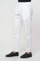 White Cotton Narrow Fit Stitch Standard Pant Cut Pajama for Men. 