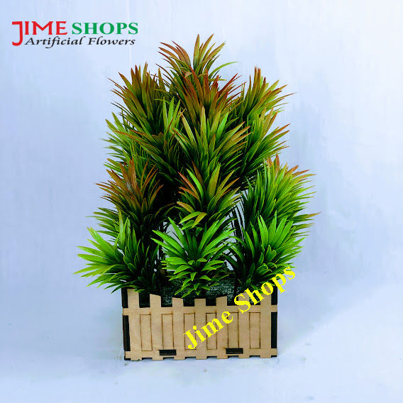 Artificial Grass Plant In wooden tob- Home Decoration Item