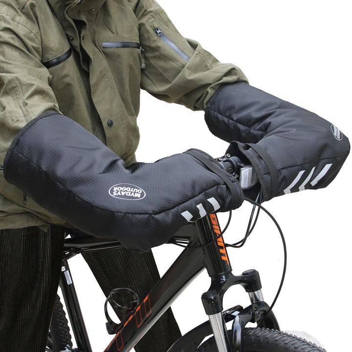 Winter Thermal Bike Bar Mitts Gloves Mountain Bike Handlebar Mittens Warmer Handle Cover Reflective MTB Road Bike Accessories