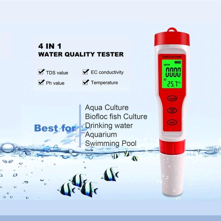 Professional TDS PH meter PH / TDS / EC / temperature meter 4 in 1 ...