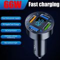 【Grim Teiousx】66W 4USB PD Quick Car Charger Fast Charging Car Adapter Cigarette Lighter Socket Splitter For OPPO Realme 5 5S 5i C3 6i 7 8 P. 