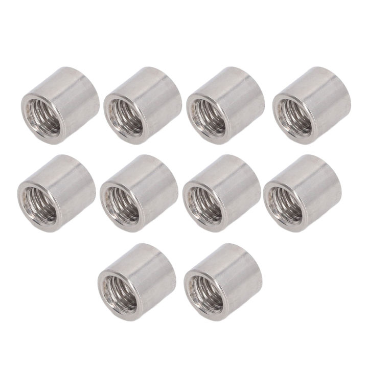 Threaded Sleeve Rod, M10x1.5 10 Pcs L13mm Round Connector Nut 304 Stainless Steel for Pipeline Maintenance