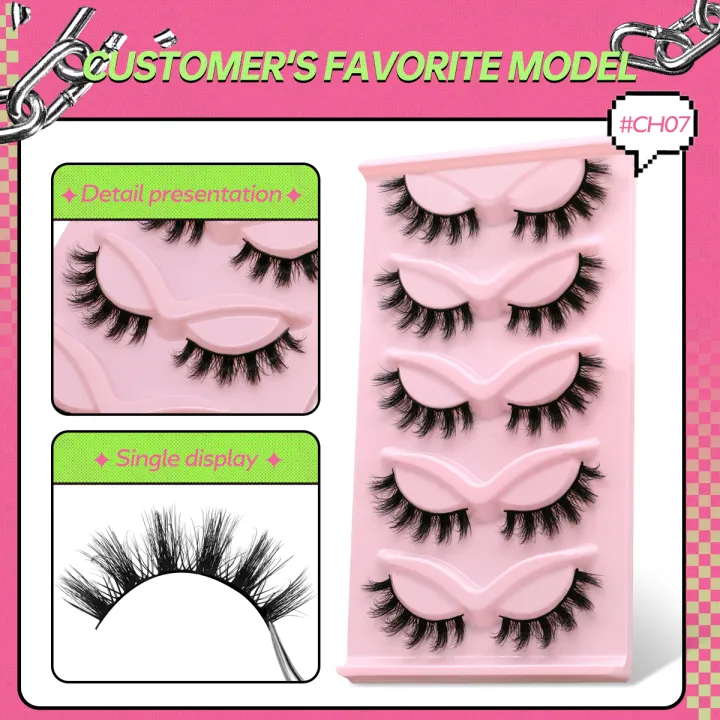 GROINNEYA%20Fluffy%20Lashes%205%20Pairs%203D%20Faux%20Mink%20Lashes%20Fluffy%20Soft%20Wispy%20Volume%20Natural%20long%20False%20Eyelashes%20Reusable%20Eyelashs%20Make%20-%20Image%203