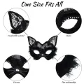 P-Jsmen Luxury Venetian Masquerade Mask Black Cat Lace Mask Fancy Dress Christmas Halloween Costume Party for Girls Women. 