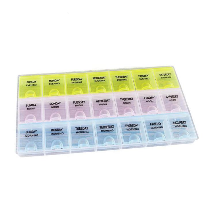 7 Days Medicine Kit box organizer with 21 grids Week day medicine box from Morning-noon-night