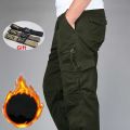 Winter Thick Pants Men Double Layer Fleece mere Overalls High Quality Men's  Trousers Warm  Cargo Pants. 