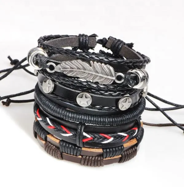 Trendy%20Imported%205%20Pcs%20Multilayer%20Handmade%20European%20Leather%20Bracelet%20Charms%20Beads%20for%20Men%20Women%20Unisex%20Punk%20Wrist%20Hand%20Bands%20-%20Image%204