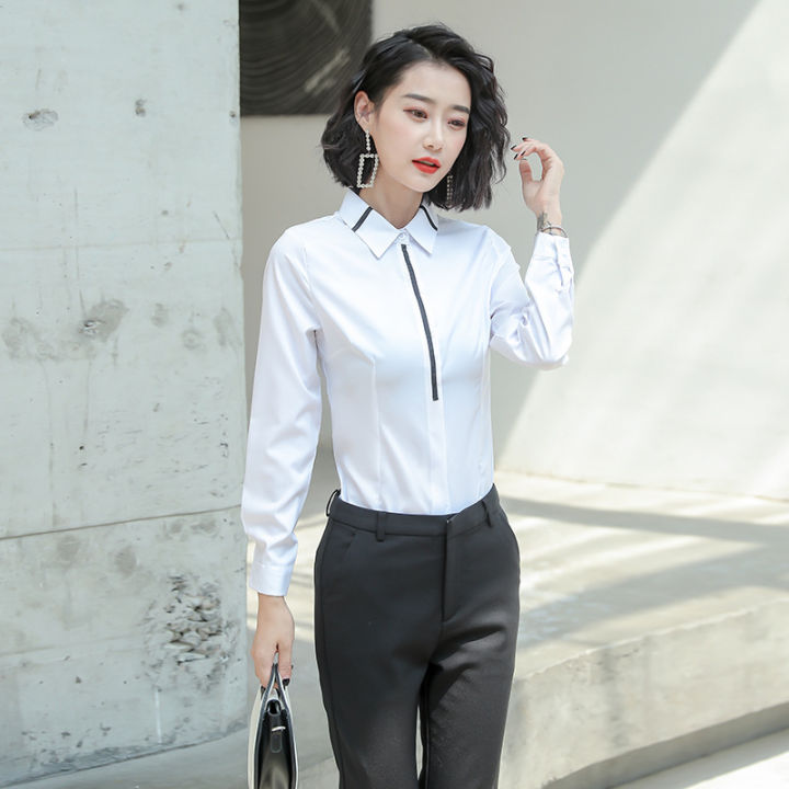 Business%20Shirt%20Female%20Student%20Korean%20Style%20Loose%202024%20Spring%20and%20Autumn%20New%20Slim%20Bottoming%20White%20Shirt%20Formal%20Suit%20Work%20Clothes%20-%20Image%204